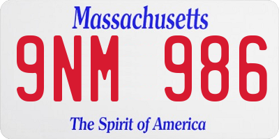 MA license plate 9NM986