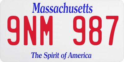 MA license plate 9NM987