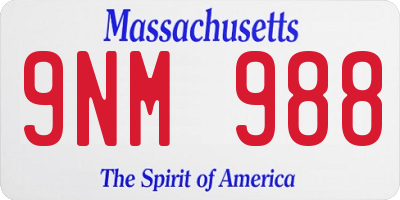 MA license plate 9NM988