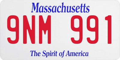 MA license plate 9NM991
