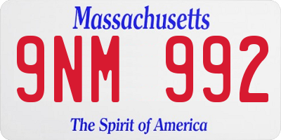 MA license plate 9NM992