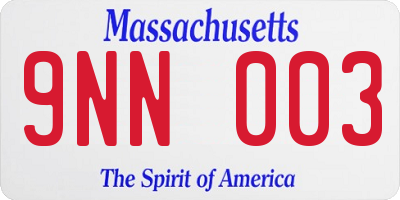 MA license plate 9NN003