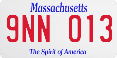 MA license plate 9NN013