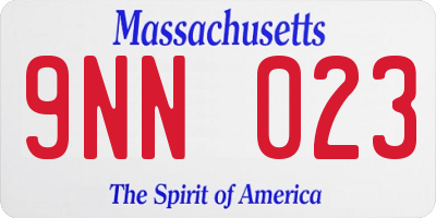 MA license plate 9NN023