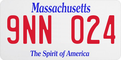 MA license plate 9NN024