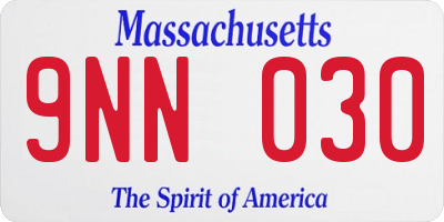 MA license plate 9NN030