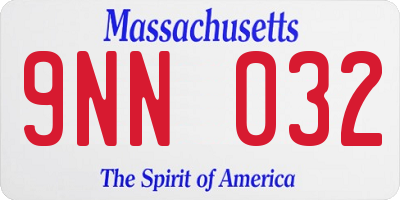 MA license plate 9NN032