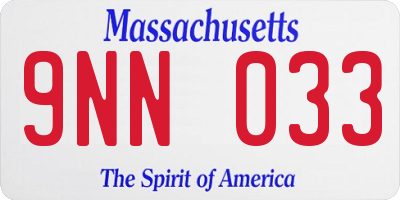 MA license plate 9NN033