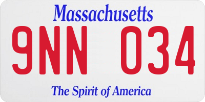 MA license plate 9NN034