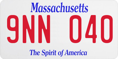 MA license plate 9NN040
