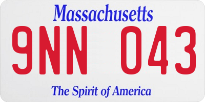 MA license plate 9NN043