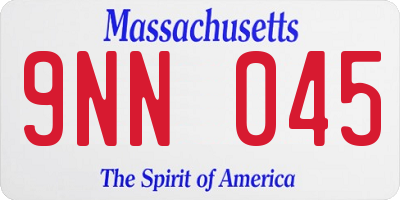MA license plate 9NN045