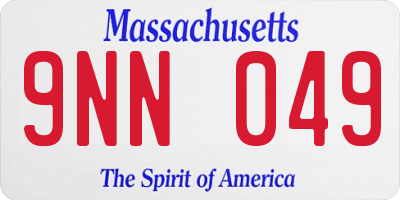 MA license plate 9NN049