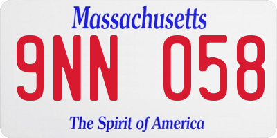 MA license plate 9NN058