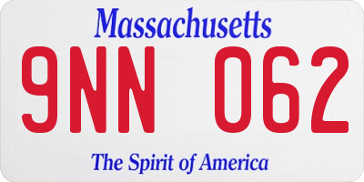 MA license plate 9NN062