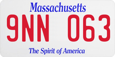MA license plate 9NN063