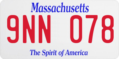 MA license plate 9NN078