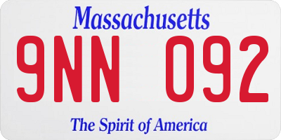 MA license plate 9NN092