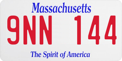 MA license plate 9NN144