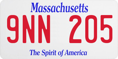 MA license plate 9NN205