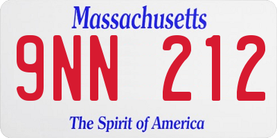 MA license plate 9NN212