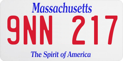 MA license plate 9NN217