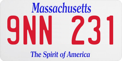 MA license plate 9NN231