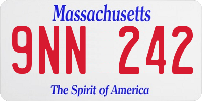 MA license plate 9NN242