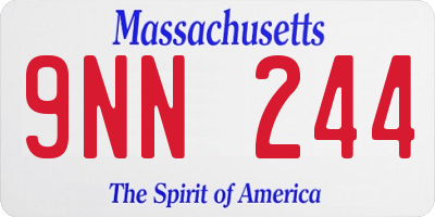 MA license plate 9NN244