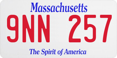 MA license plate 9NN257