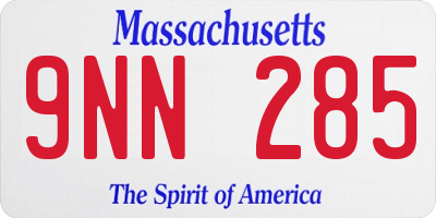 MA license plate 9NN285
