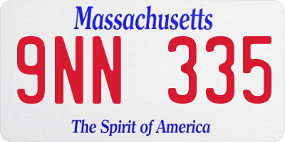 MA license plate 9NN335