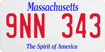 MA license plate 9NN343