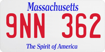 MA license plate 9NN362