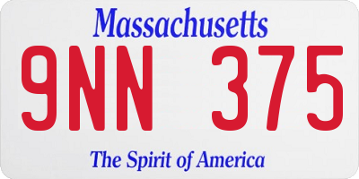MA license plate 9NN375