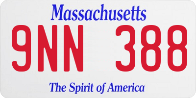 MA license plate 9NN388