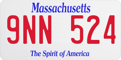 MA license plate 9NN524