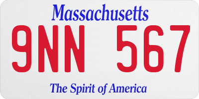 MA license plate 9NN567
