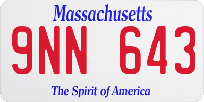 MA license plate 9NN643