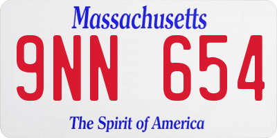 MA license plate 9NN654