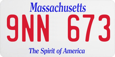 MA license plate 9NN673