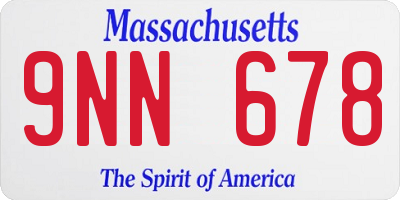 MA license plate 9NN678