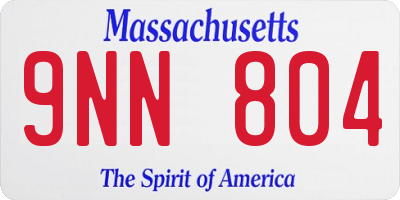 MA license plate 9NN804