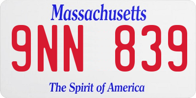MA license plate 9NN839