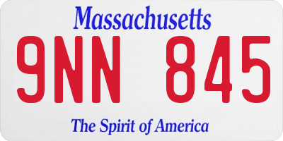 MA license plate 9NN845