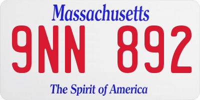 MA license plate 9NN892