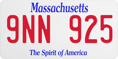 MA license plate 9NN925