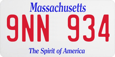 MA license plate 9NN934