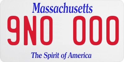 MA license plate 9NO000