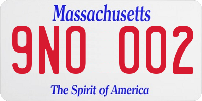 MA license plate 9NO002